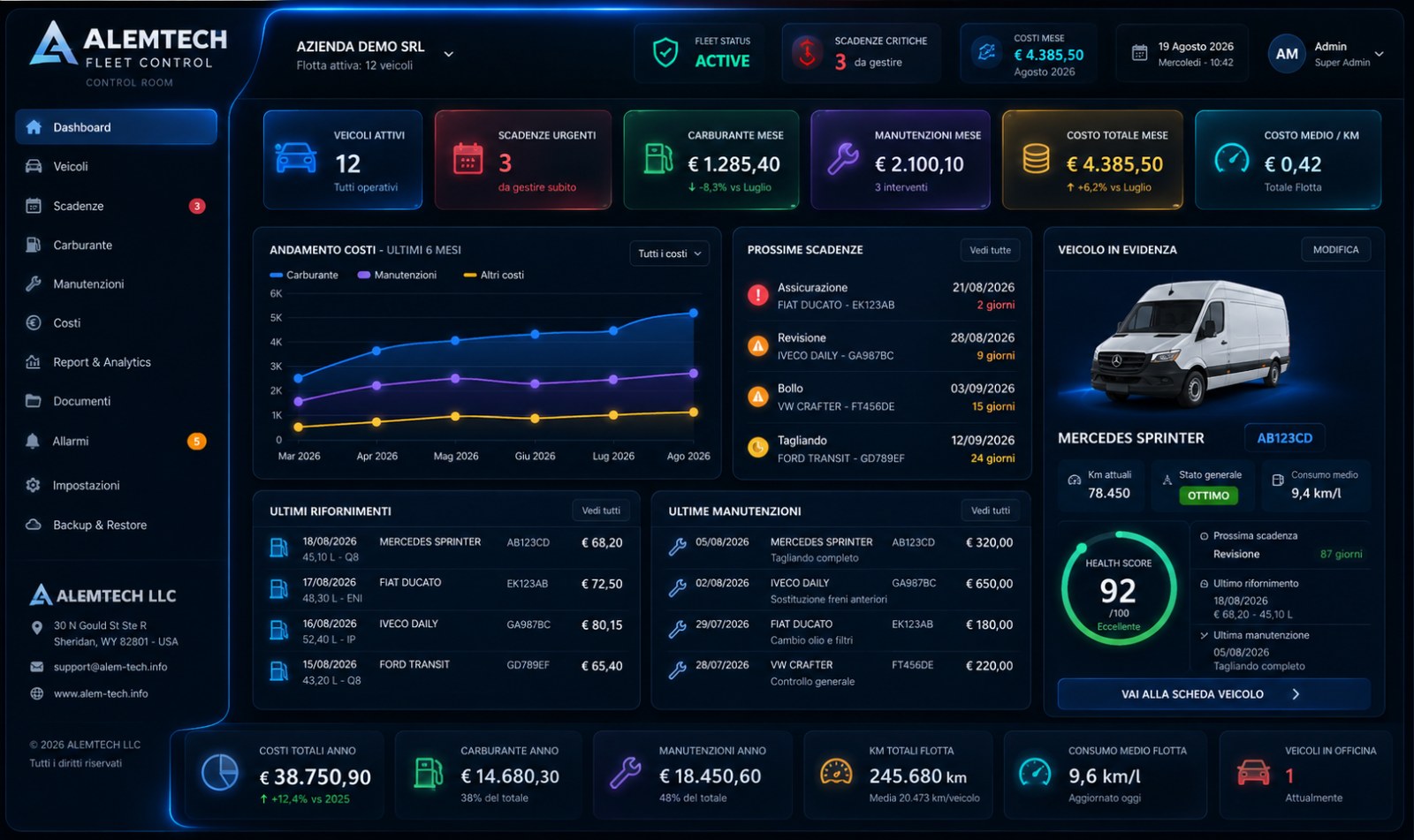 Screenshot ALEMTECH FLEET CONTROL
