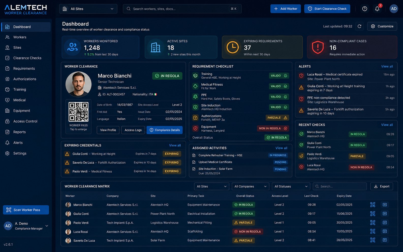 Screenshot ALEMTECH WORKER CLEARANCE